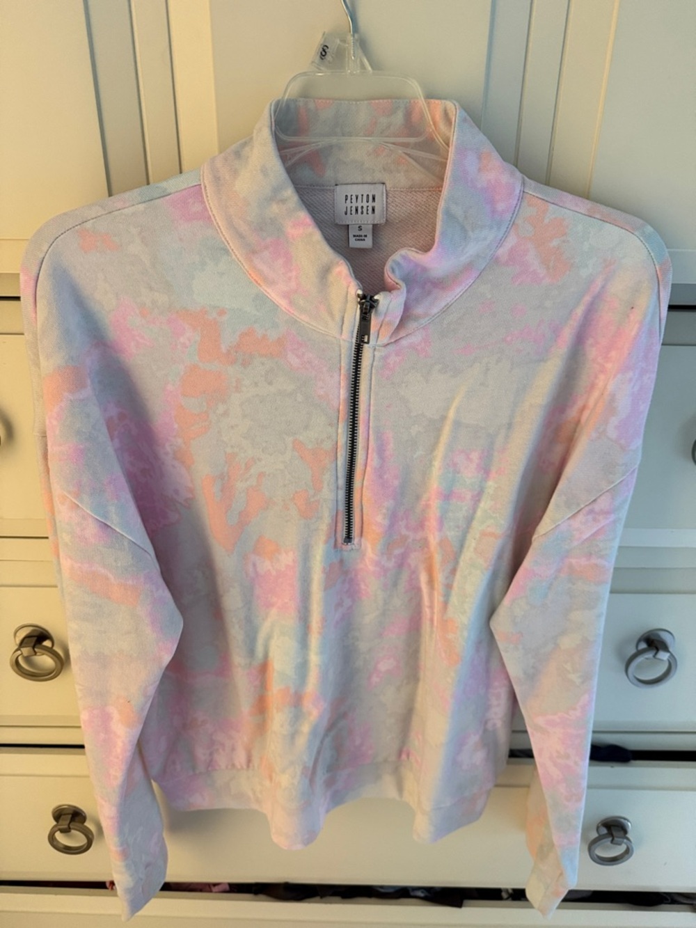 Peyton Jensen Pastel Tie-Dye Quarter-Zip Pullover - Pink & Cream